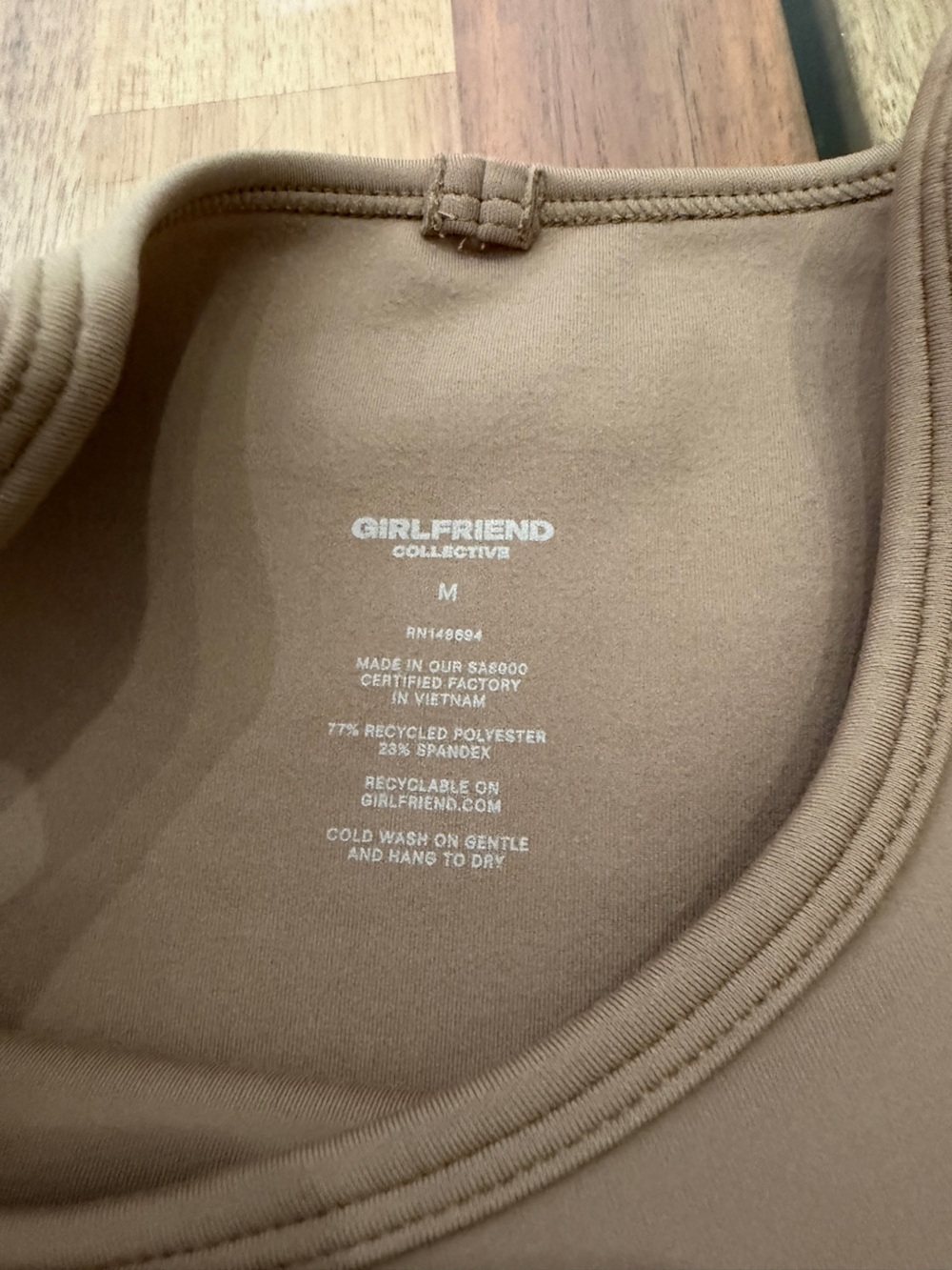 NWT Girlfriend Collective Quinn Twist Tank Top Taupe Brown Sz M - Picture 2 of 6